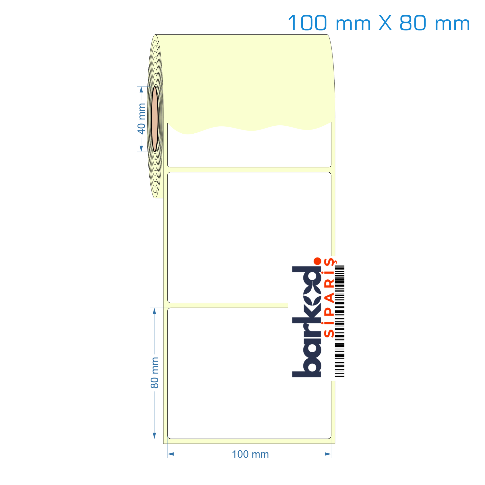 100 mm X 80 mm Eko Termal Etiket