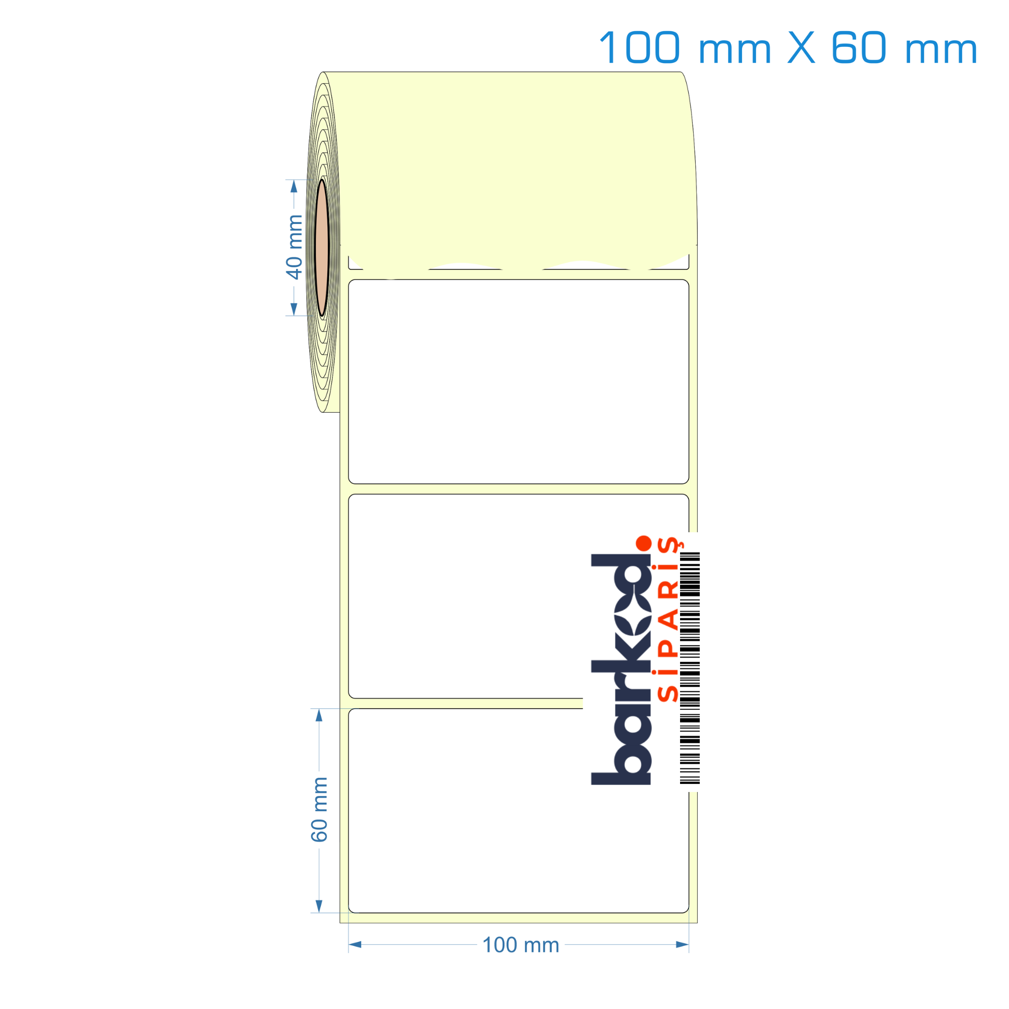 100 mm X 60 mm Kuşe Etiket